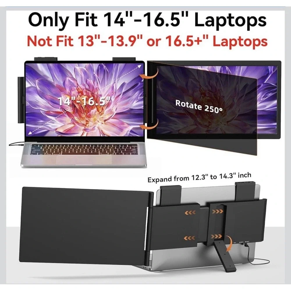 MAGICRAVEN Laptop Screen Extender, 14 1080P IPS Portable Monitor Travel Monit...